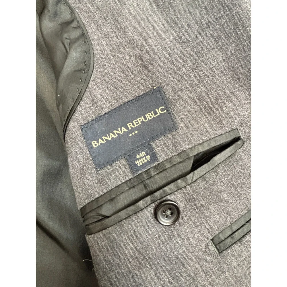 Banana Republic Mens Grey 100% Wool Two Button Suit Jacket Blazer 44R
